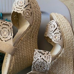 Beautiful studded nude wedges